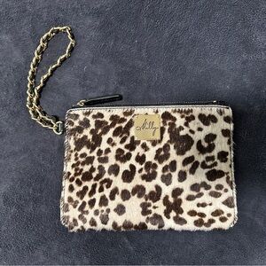 Milly Leopard Print Clutch with Chain Strap